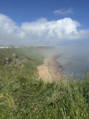 Approaching Whitby - can just see the Abbey in the mist